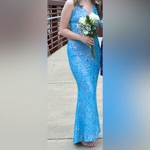 Beautiful Size S Blue Prom Dress. EUC.